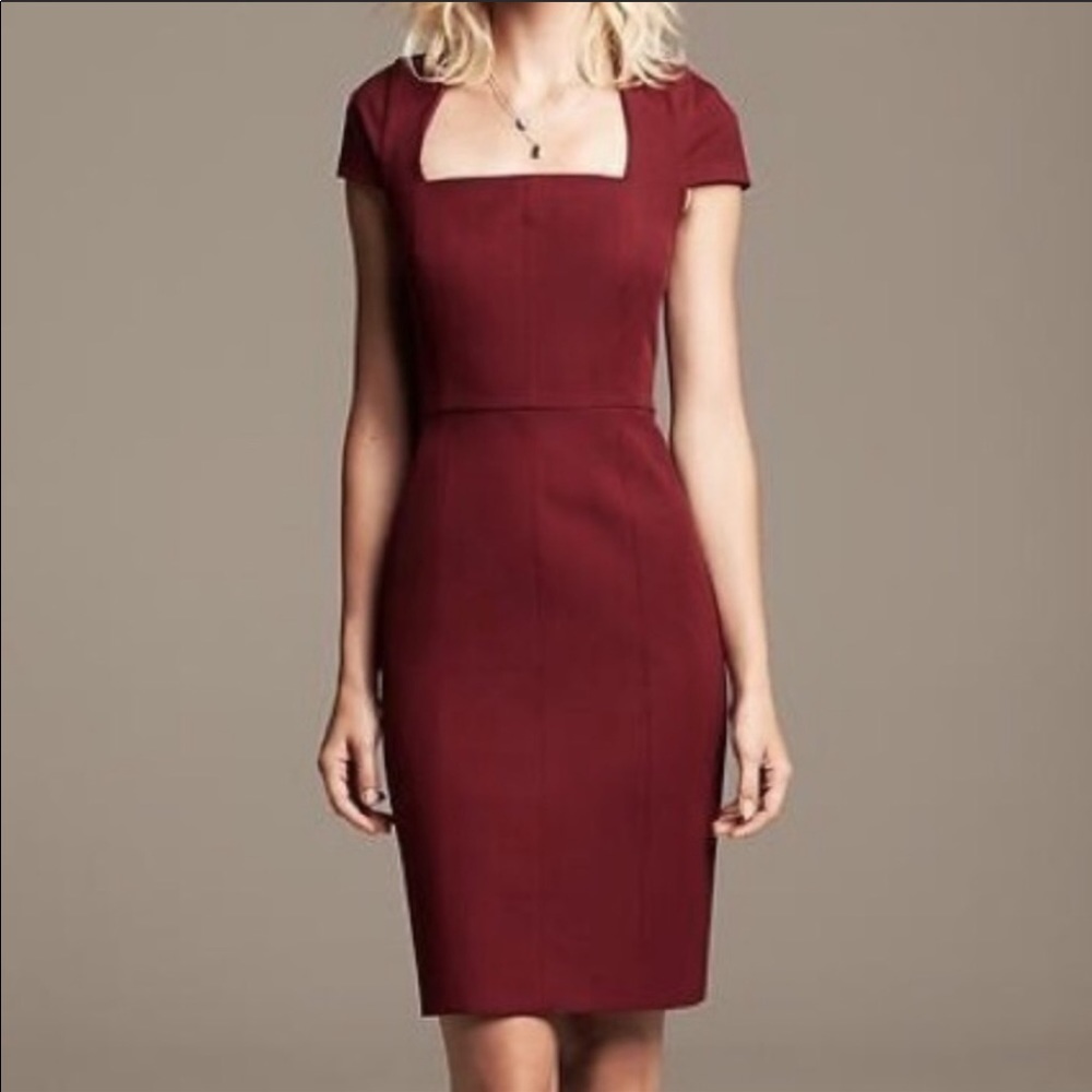 Banana Republic maroon Sloan fitted sheath dress